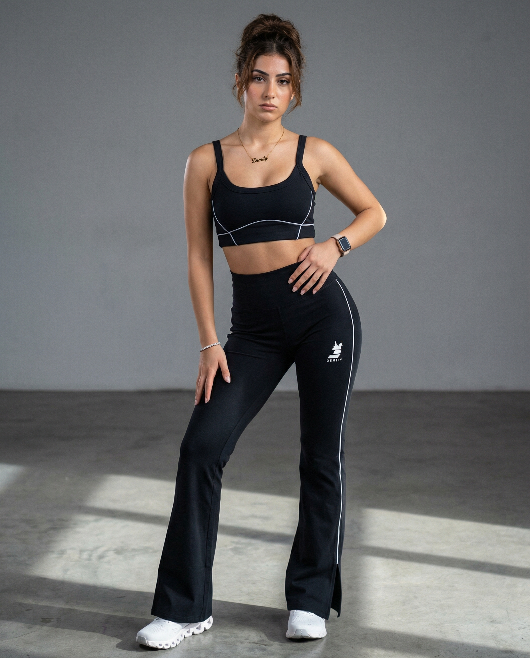 Black & white trim ASCND Sports bra