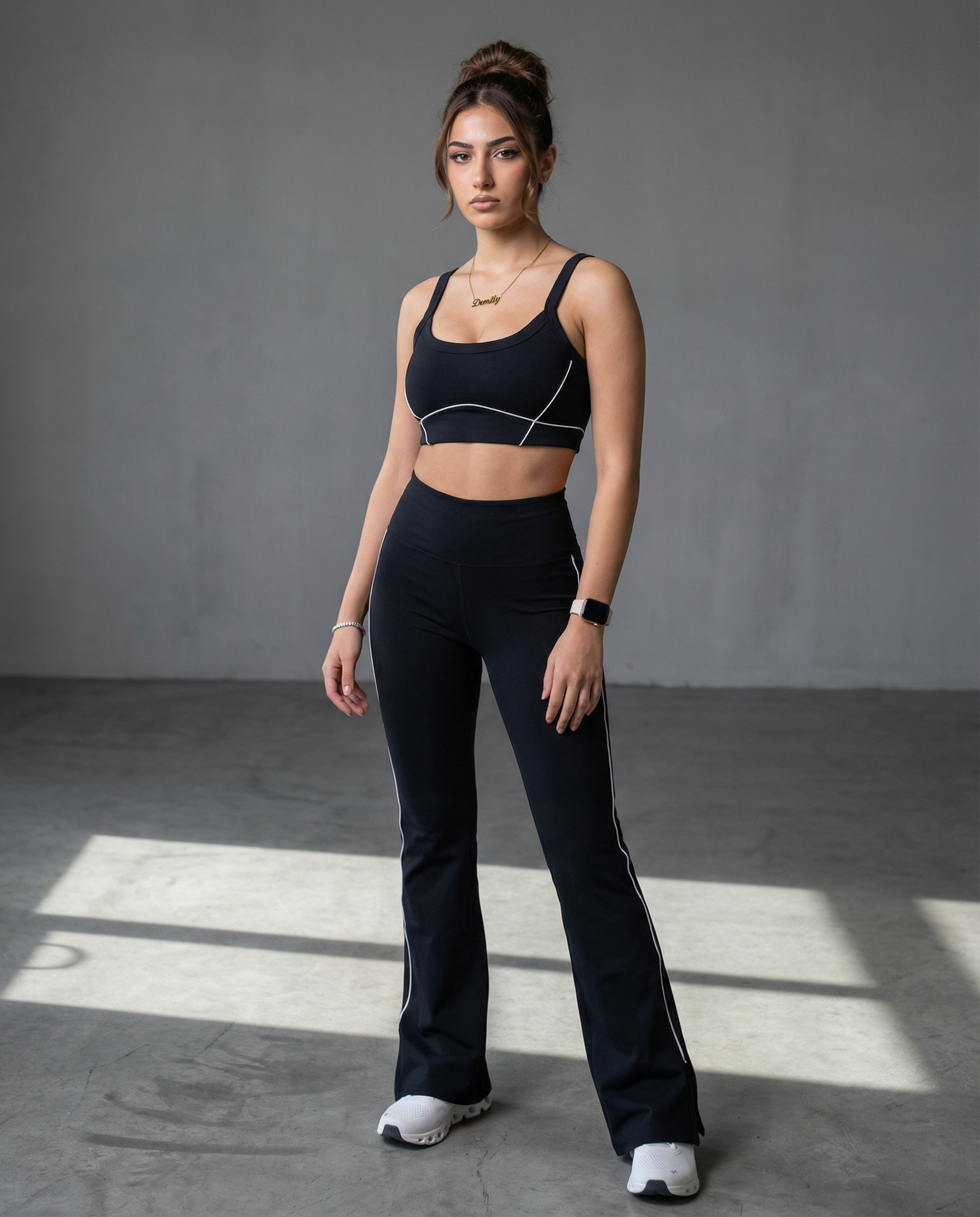 Black & white trim ASCND Sports bra