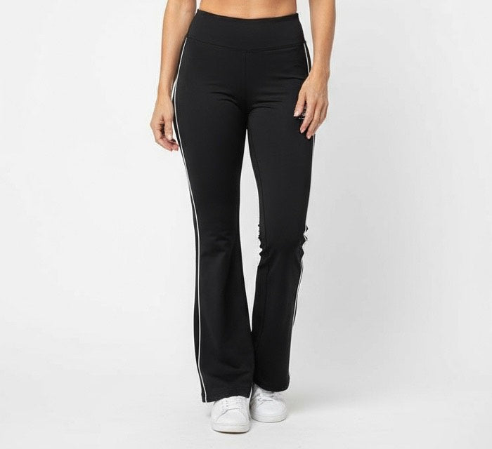 Demily Black & White trim flared leggings