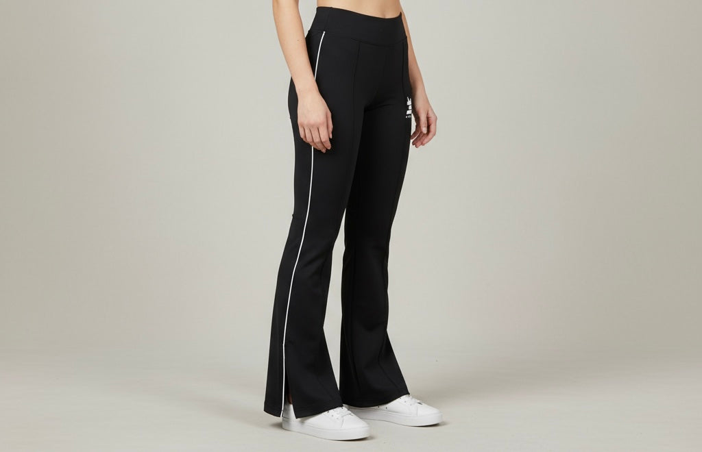 Demily Black & White trim flared leggings