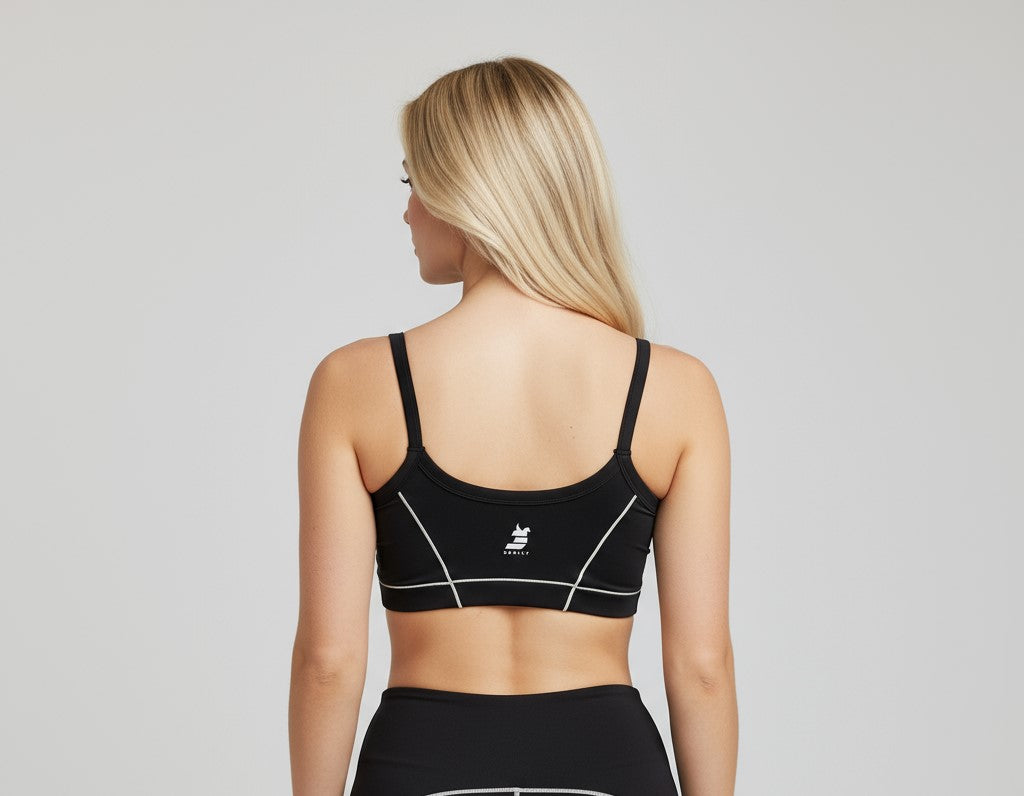 Black & white trim ASCND Sports bra